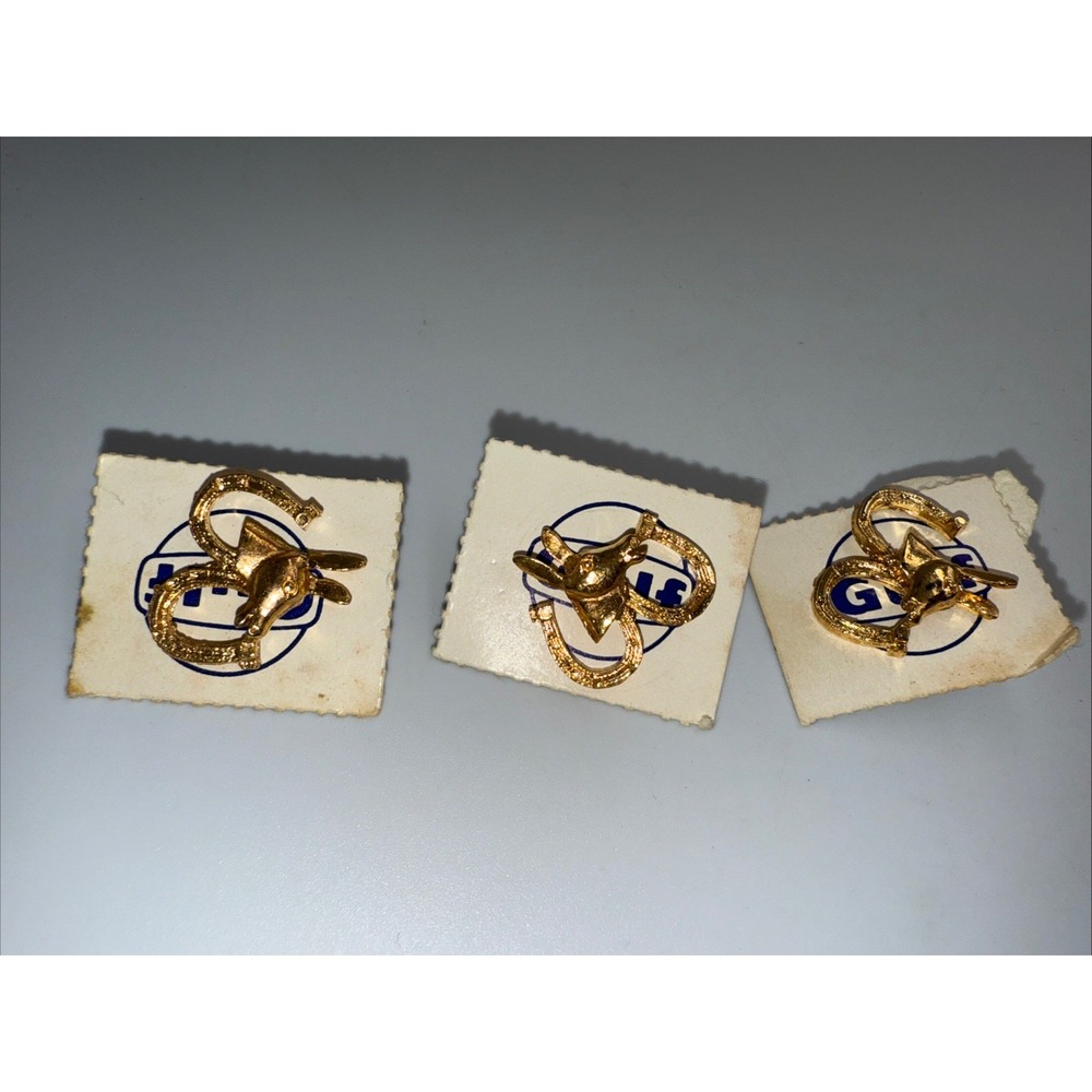 Vintage‎ 1960s Gulf Oil Democratic Donkey & Republican Elephant Lapel Pins X3